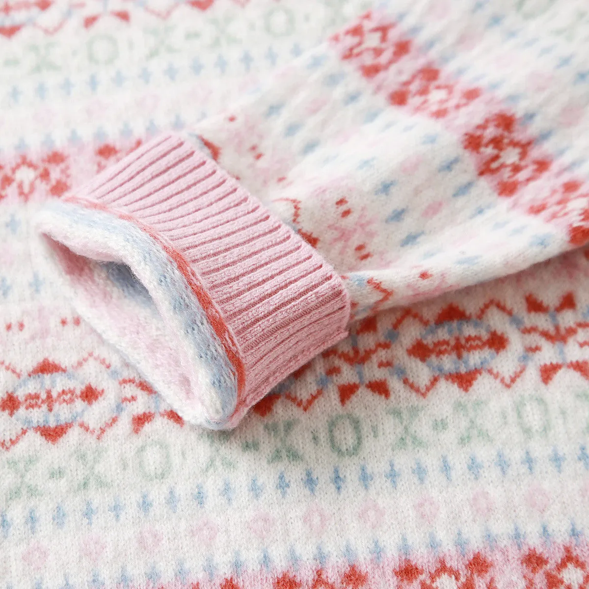 100% Wool Kids Round Neck Jacquard Sweater