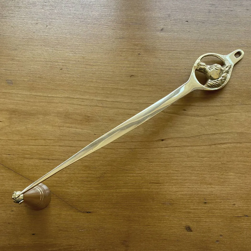 11-3/4" Polished Brass Horse Head Candle Snuffer