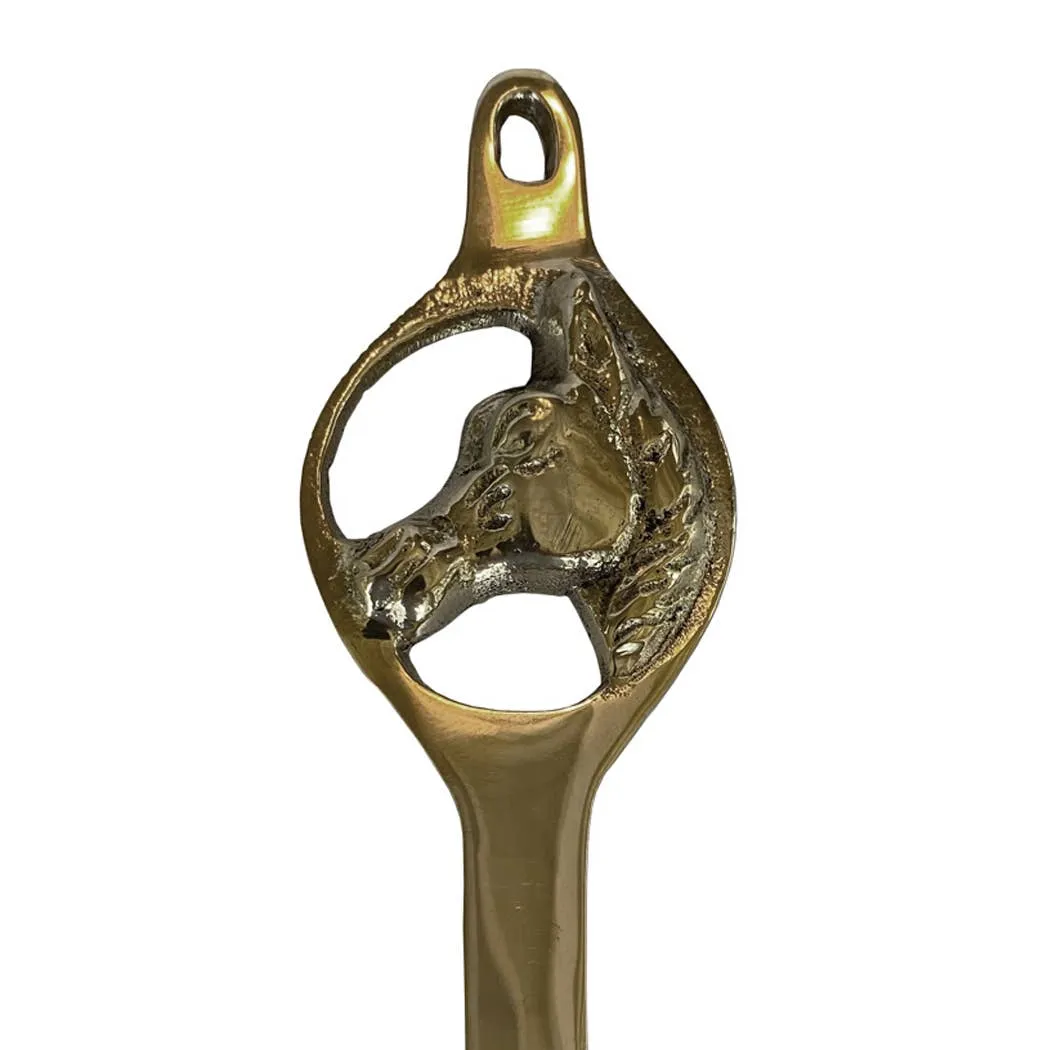 11-3/4" Polished Brass Horse Head Candle Snuffer