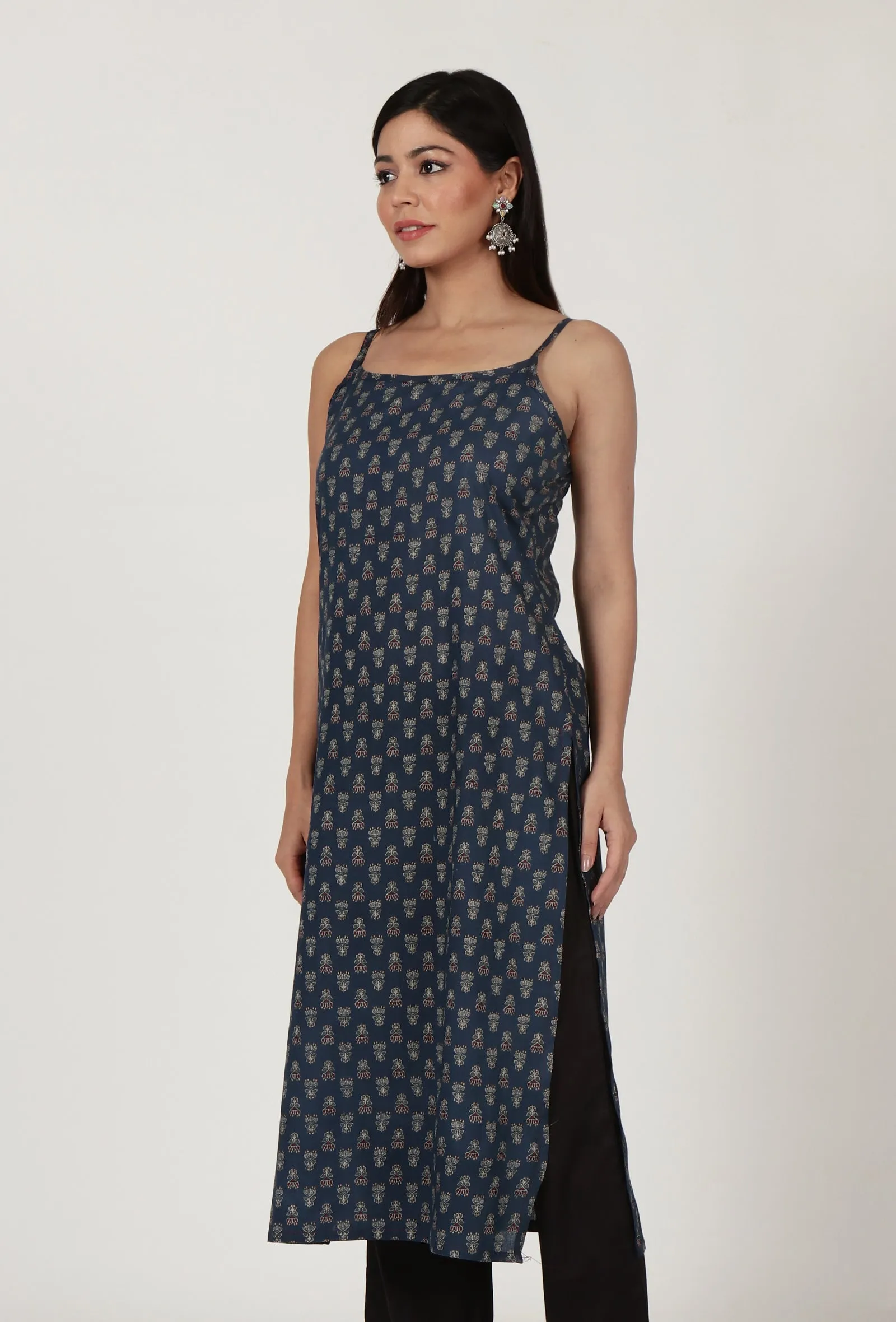 Ajrakh Printed blue Color Cotton Slip