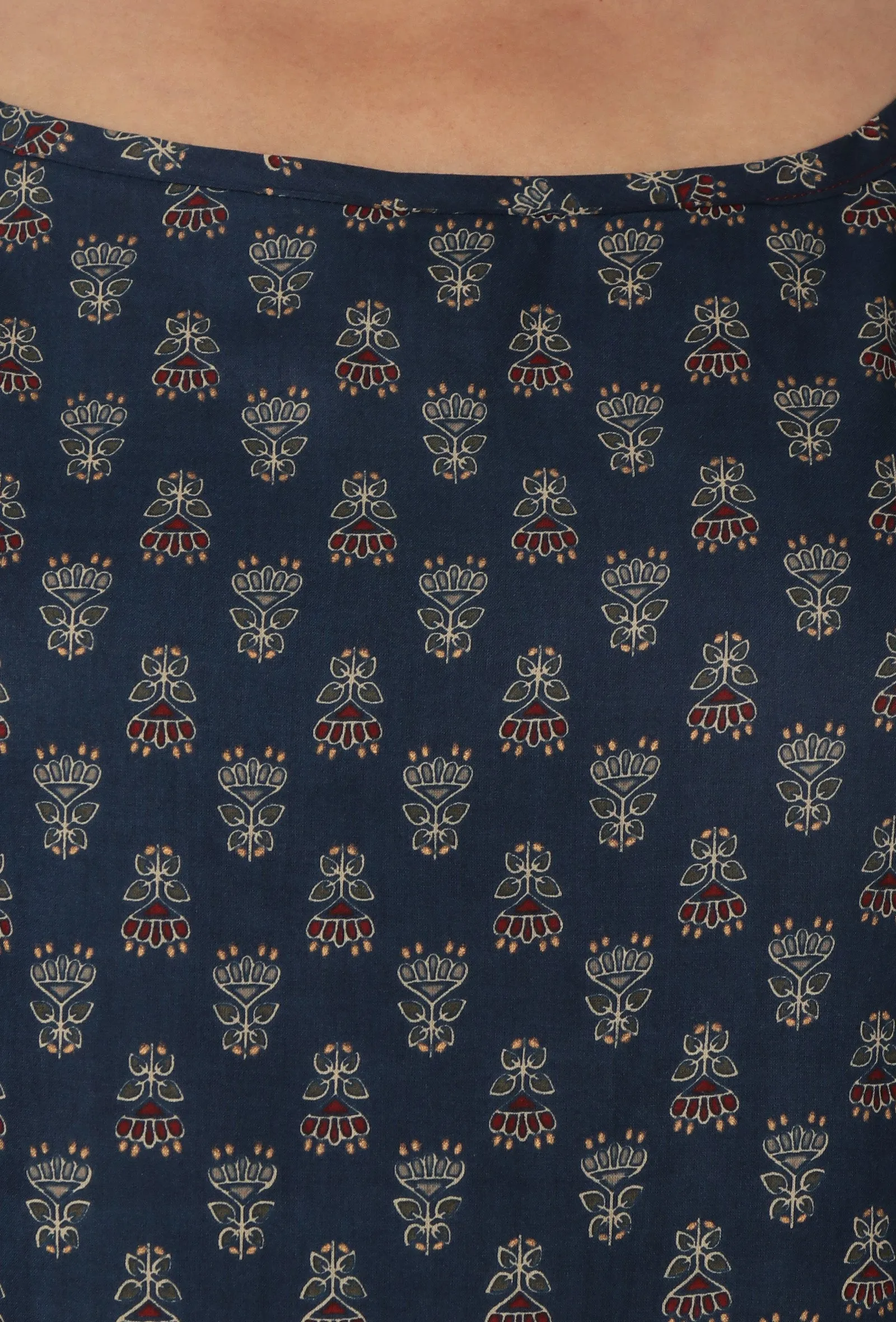 Ajrakh Printed blue Color Cotton Slip