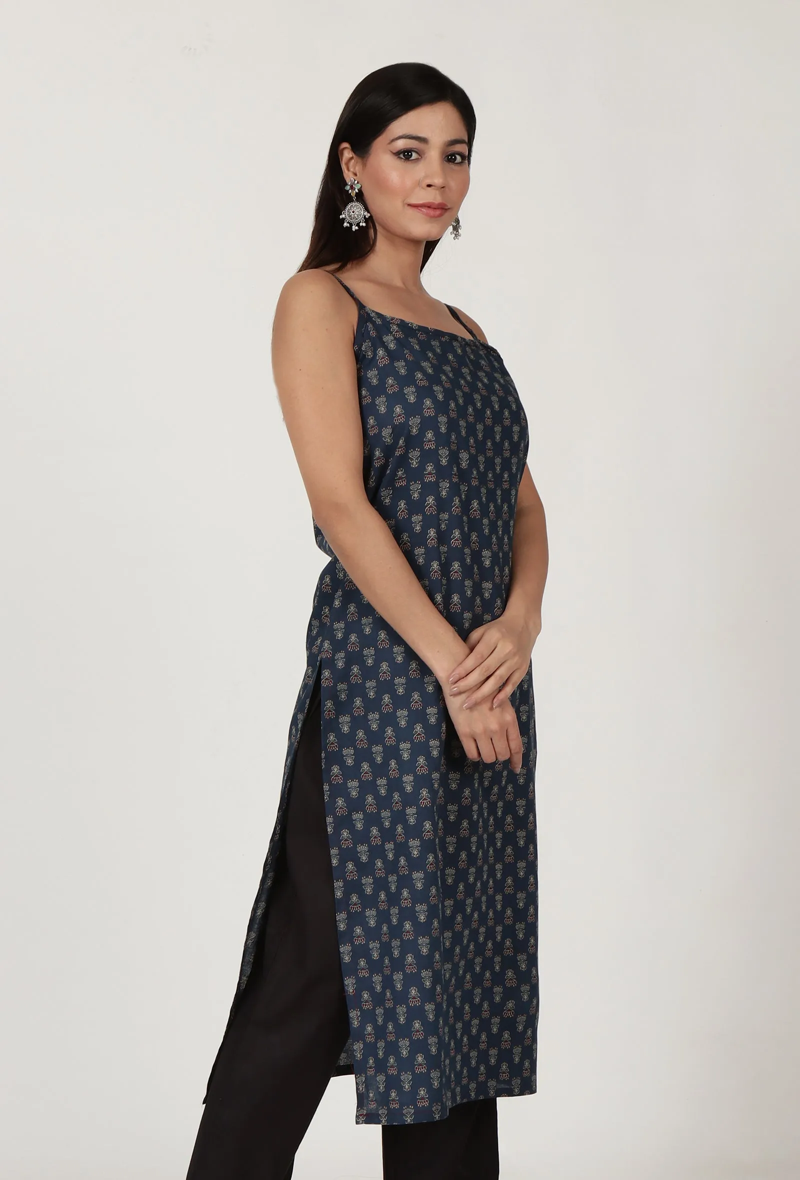 Ajrakh Printed blue Color Cotton Slip