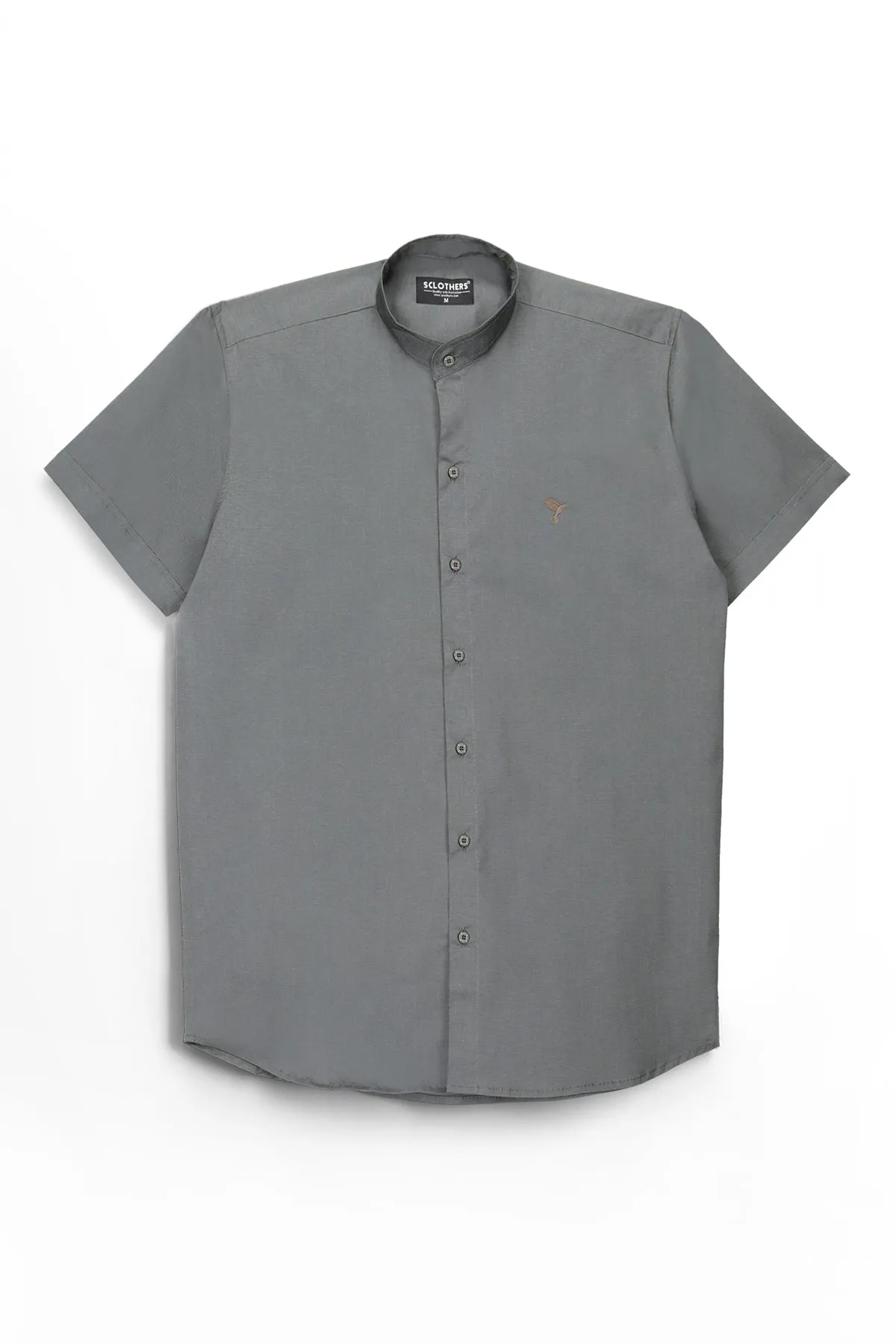 Ash Gray Casual Half Sleeve Shirt (Plus Size) - S22 - MS0034P