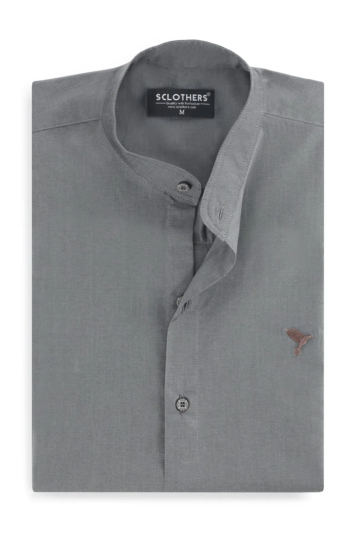 Ash Gray Casual Half Sleeve Shirt (Plus Size) - S22 - MS0034P