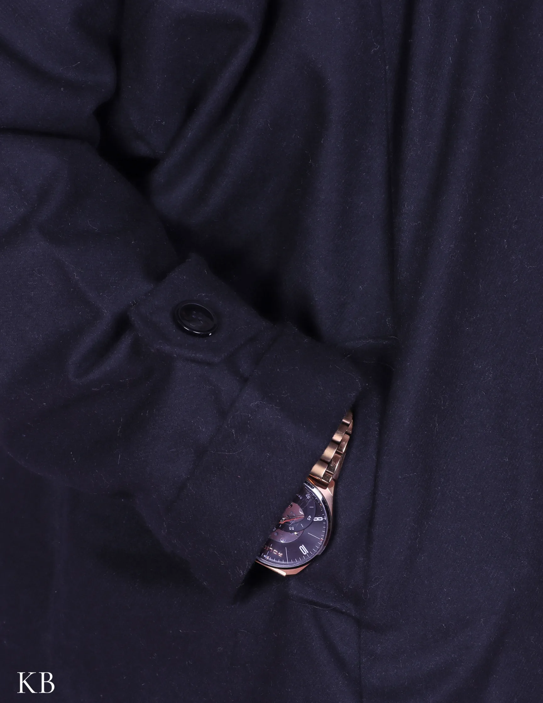 Black Chinese Collar Tweed Phiran