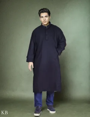 Black Chinese Collar Tweed Phiran