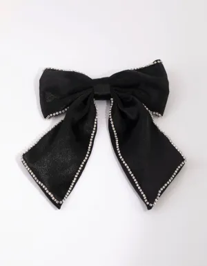 Black Diamante Bow Clip