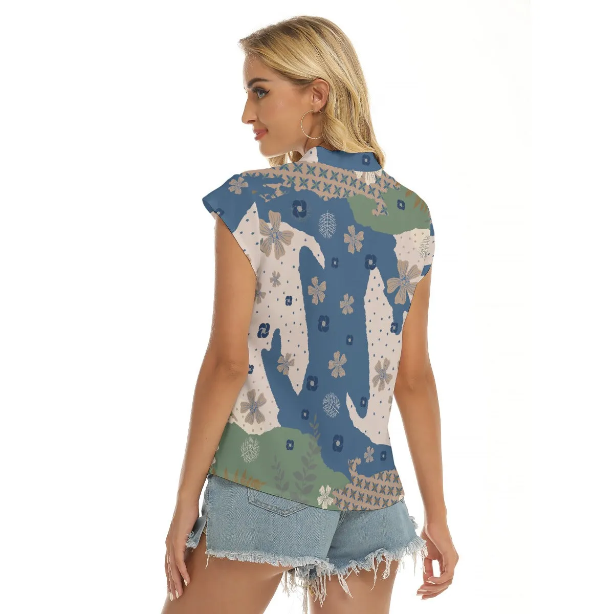 Blue Ridge Floral | V-neck Short Sleeve Blouse