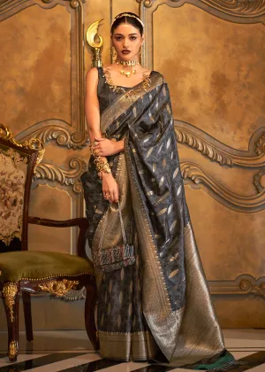 Bollywood Style Dazzling Black Pure Satin Silk Saree