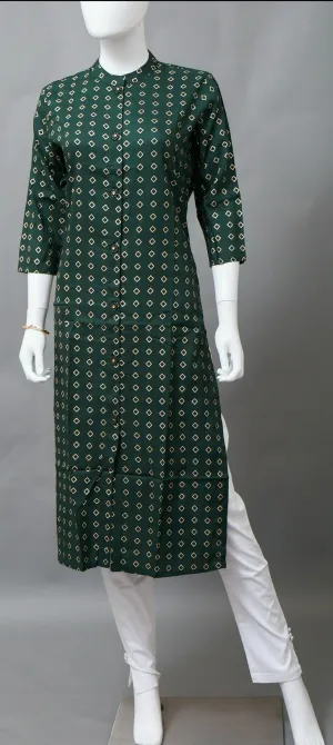 Bottle Green Straight Kurti