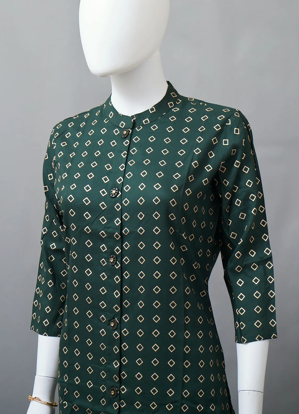 Bottle Green Straight Kurti