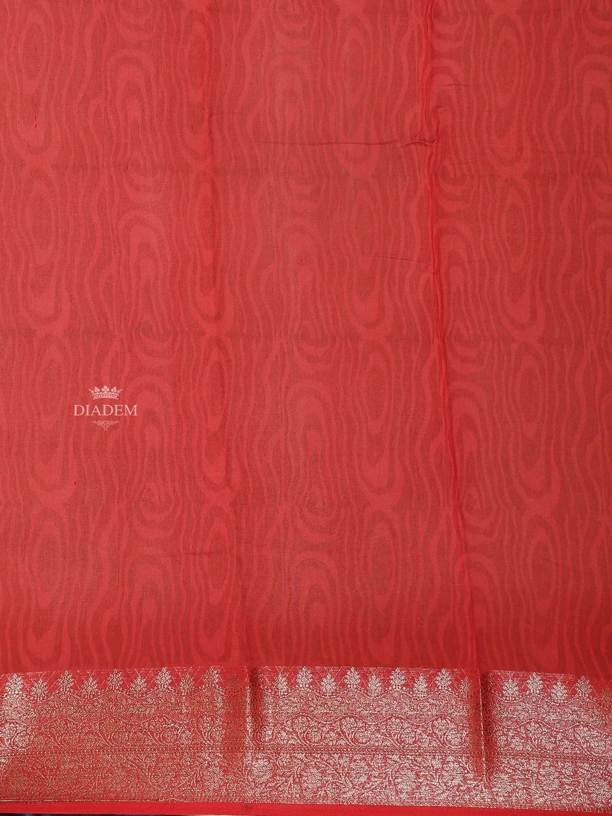 Brown Chanderi Silk Saree with Baroque Damask Design on the Body with Contrast Border