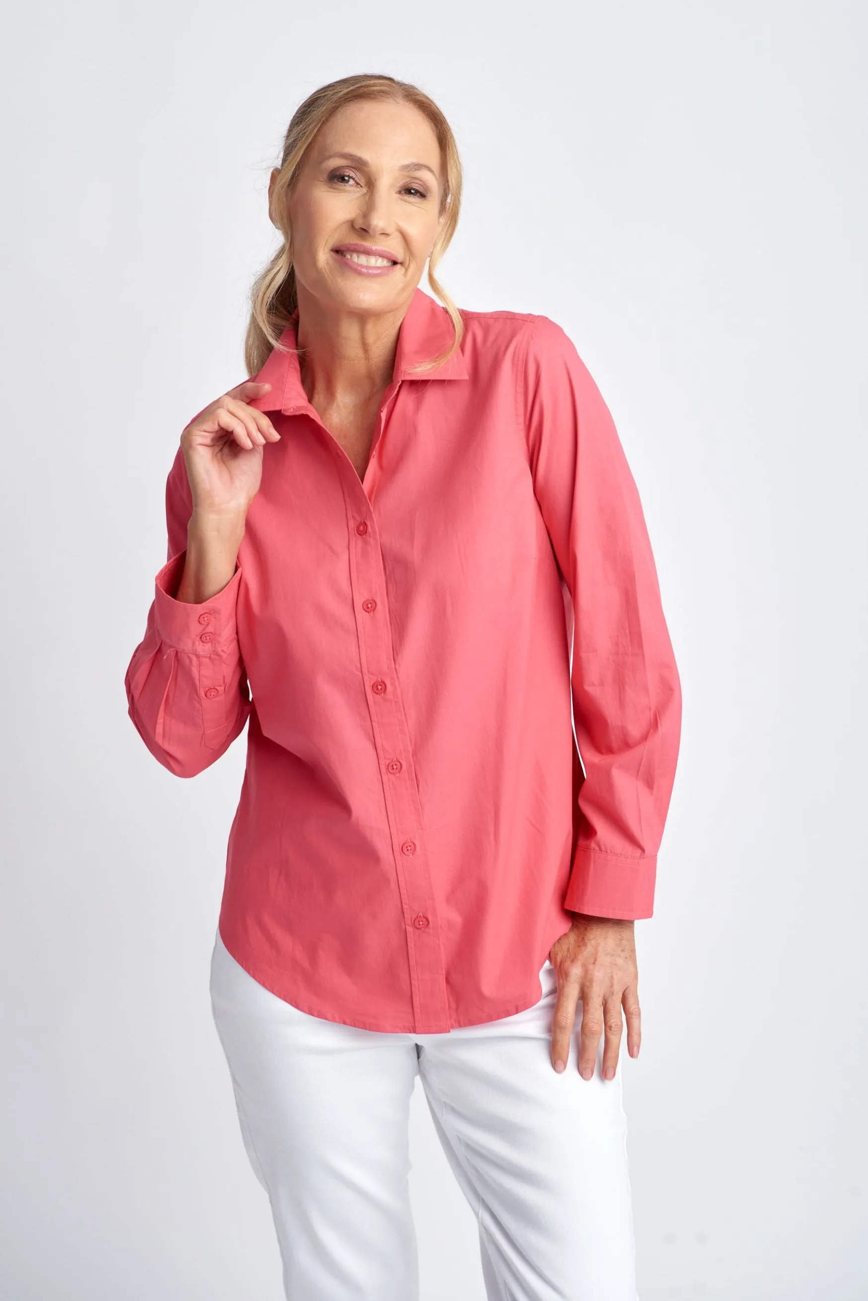Casual Cotton Shirt Coral