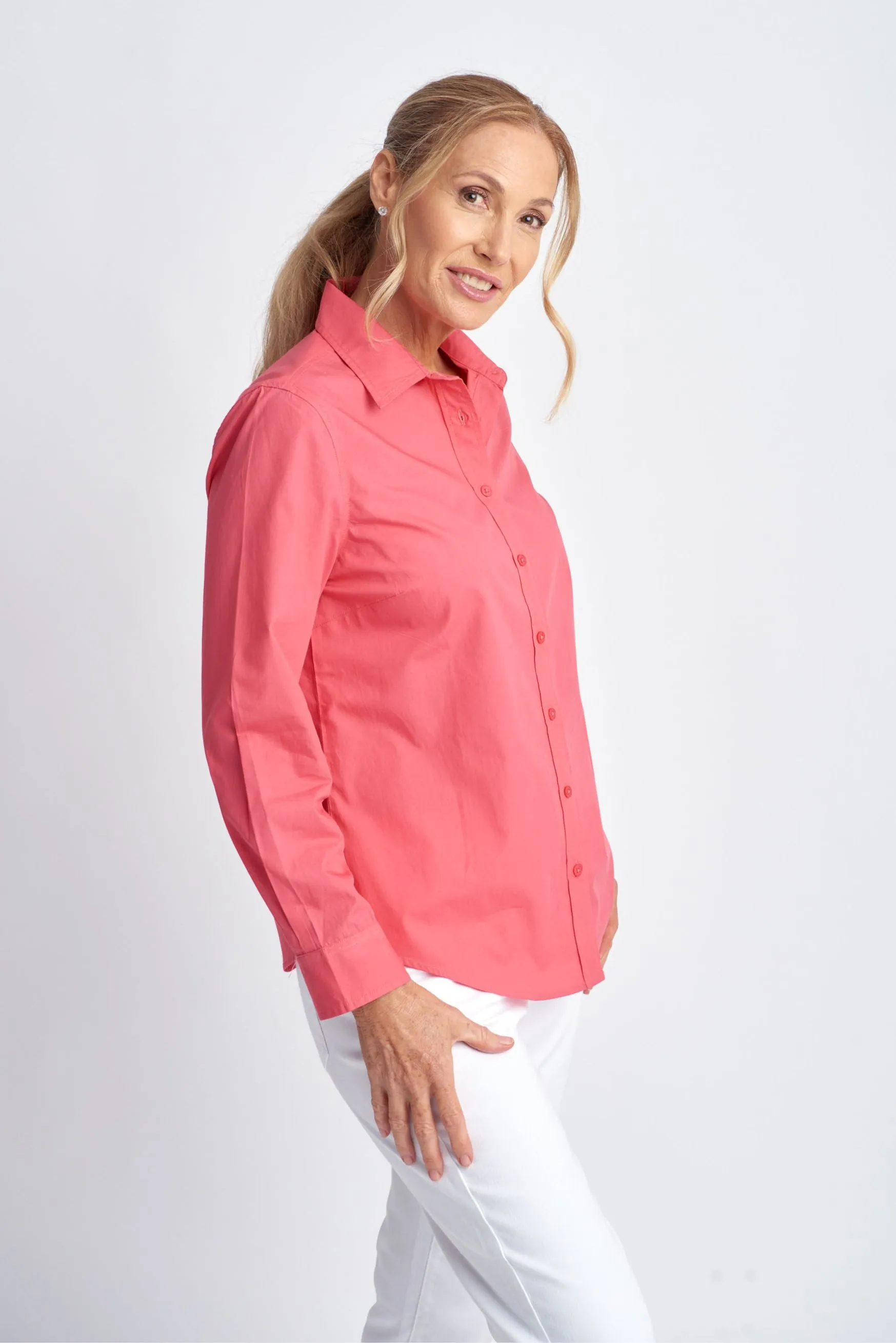 Casual Cotton Shirt Coral