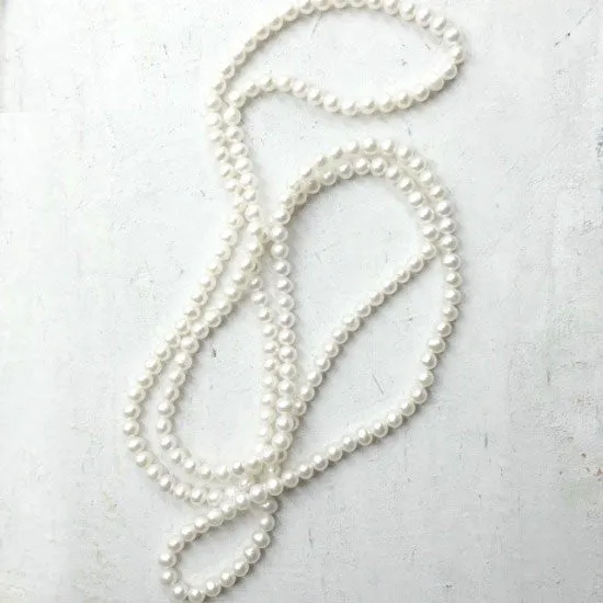 Classic Near Round Pearl Necklace | 40” White Pearl Strand | By Pearly Girls