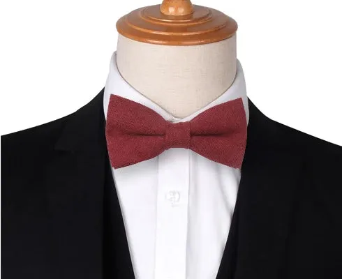 Classy Men Red Cotton Pre-Tied Bow Tie