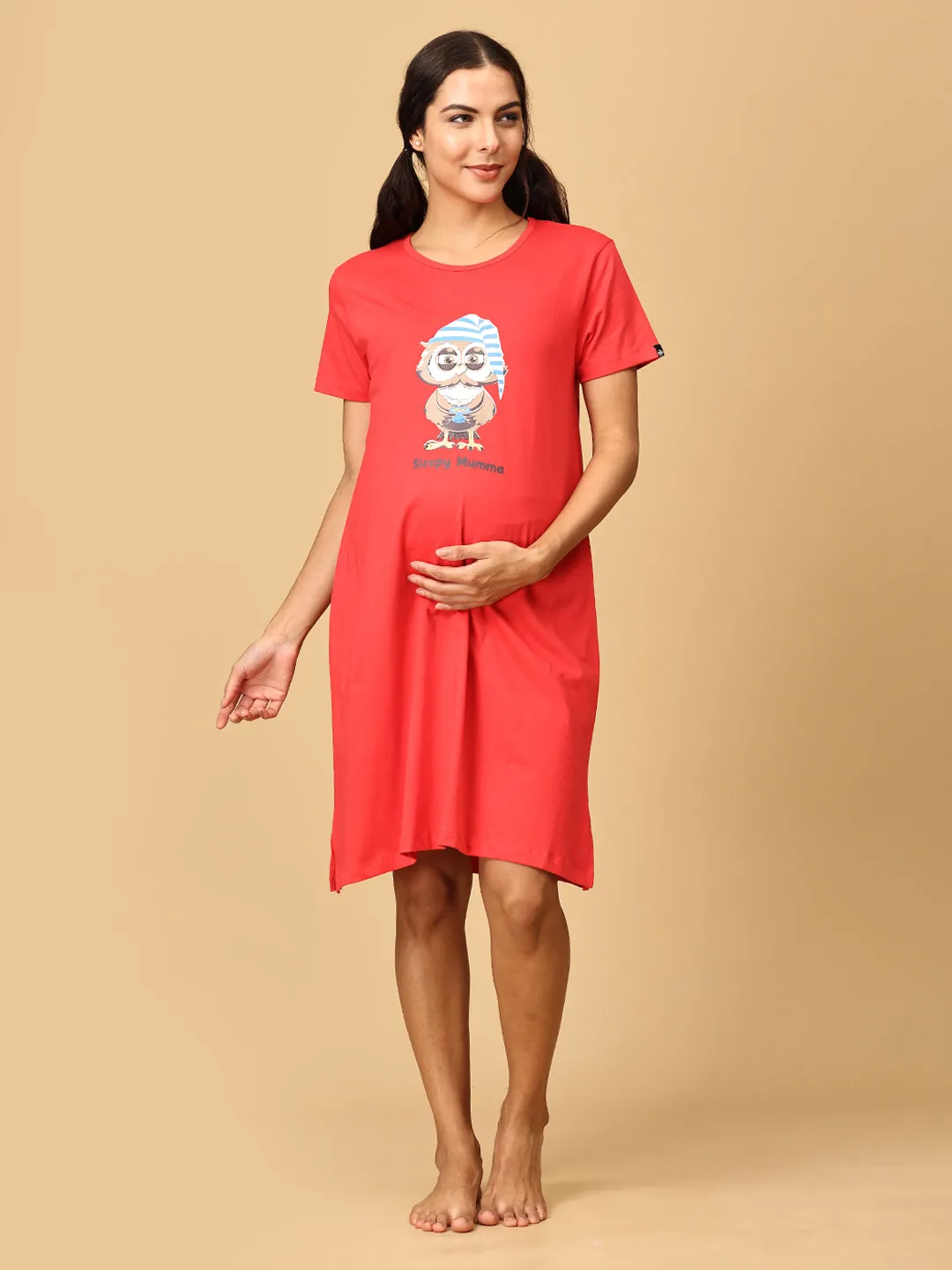 Combo Of Sleepy Mumma & Baby On Board Maternity T-Shirt Dress