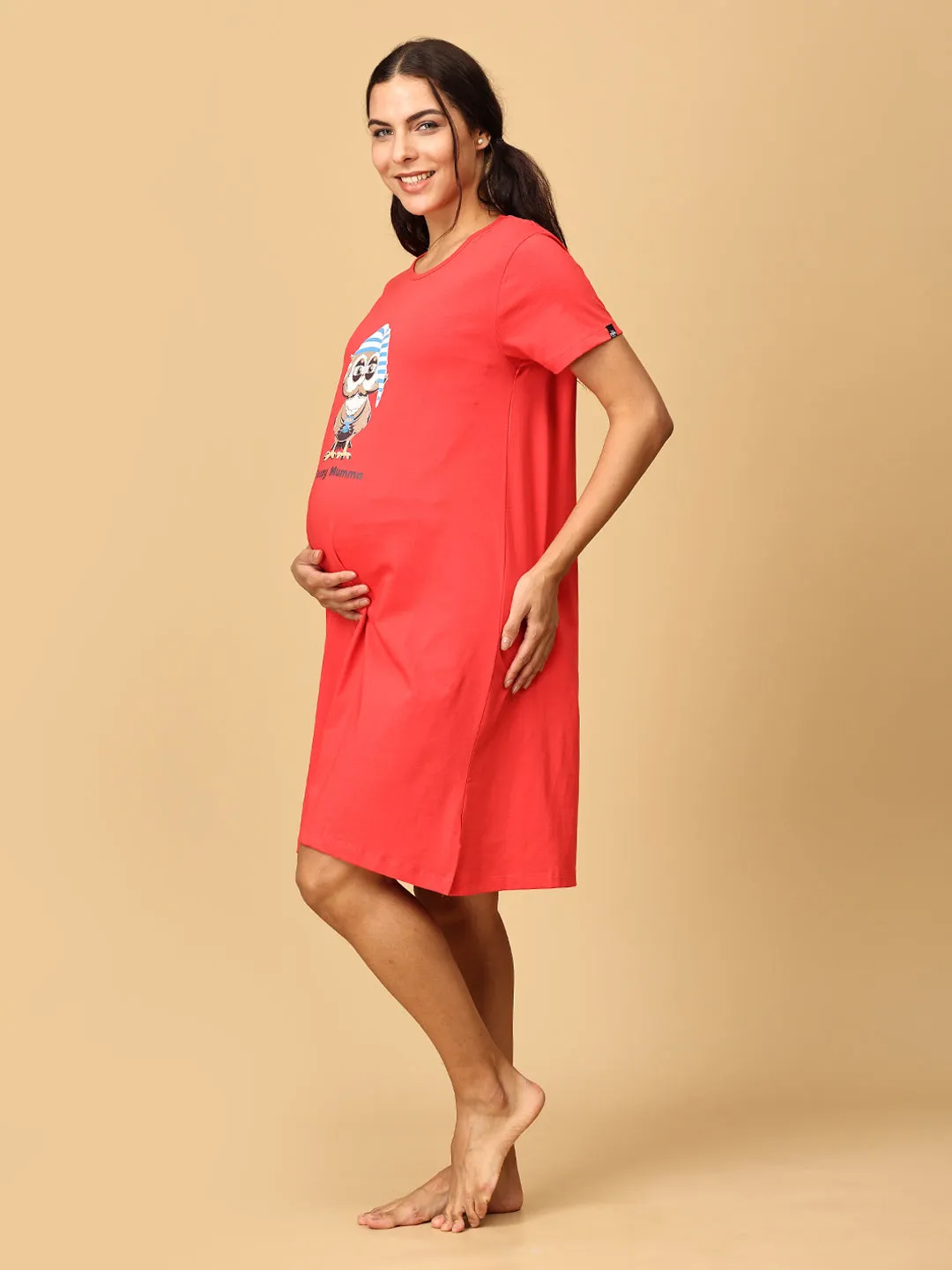 Combo Of Sleepy Mumma & Baby On Board Maternity T-Shirt Dress