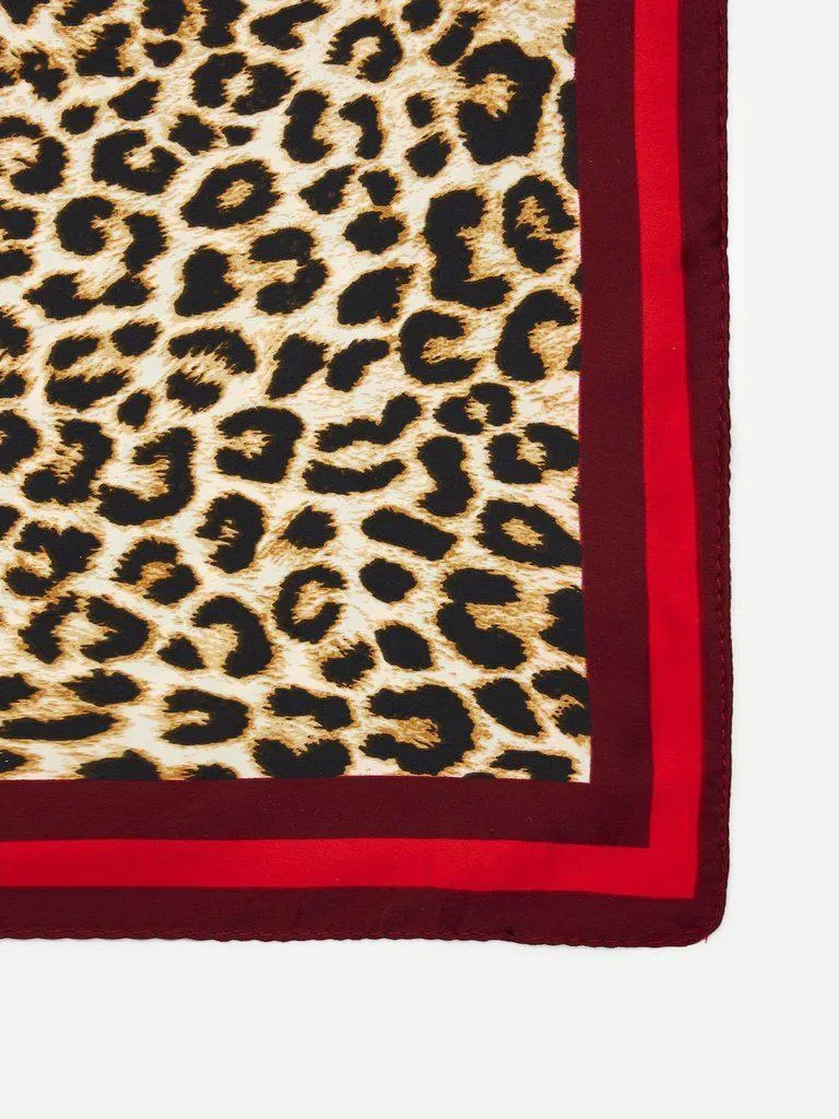 Contrast Trim Leopard Print Bandana