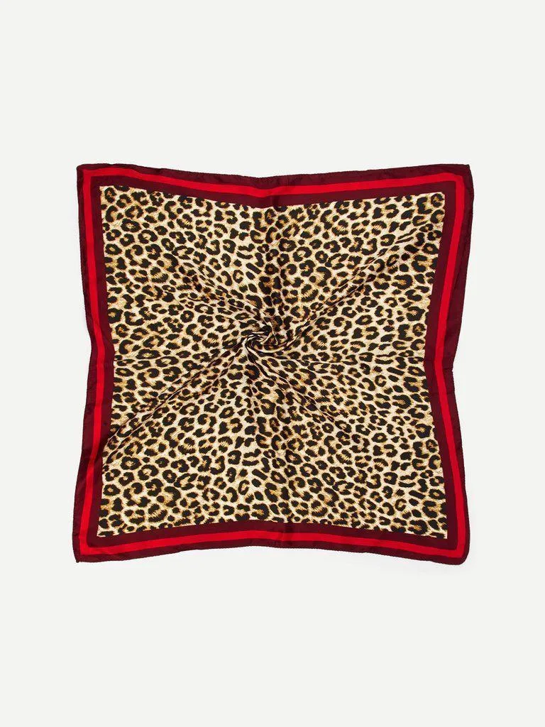 Contrast Trim Leopard Print Bandana
