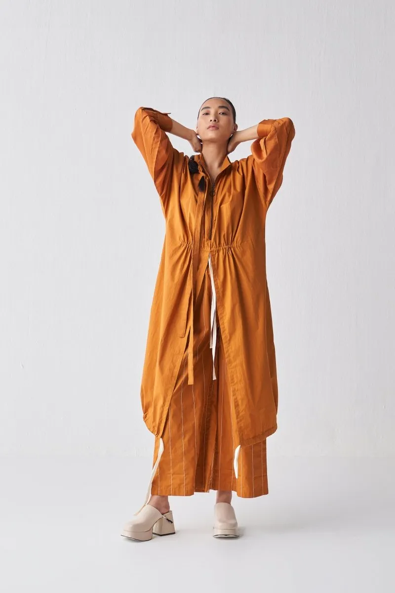 Drawstring Tunic Co ord - Rust