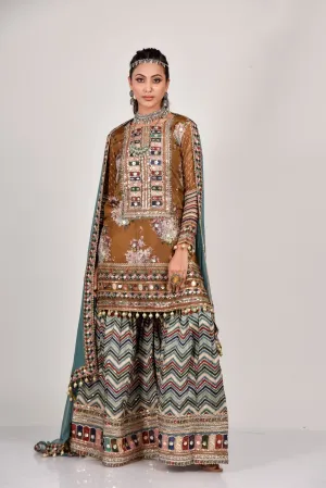 Dusky Blue Embellished Sharara Set