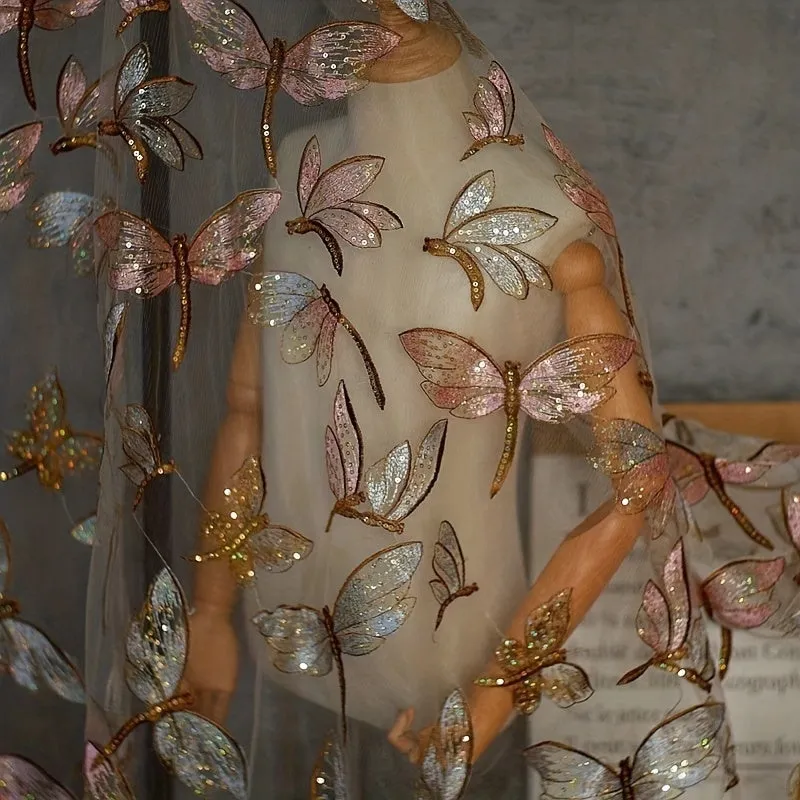 Embroidered Butterfly Tulle Fabric for DIY Wedding Dress and More