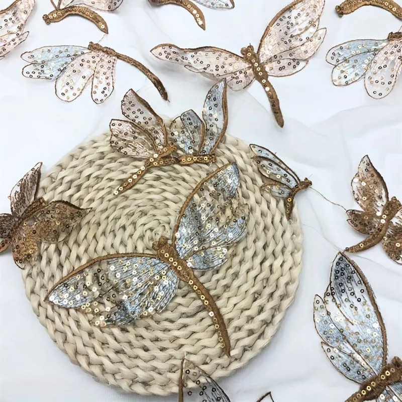 Embroidered Butterfly Tulle Fabric for DIY Wedding Dress and More