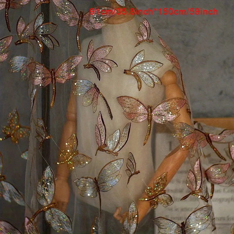 Embroidered Butterfly Tulle Fabric for DIY Wedding Dress and More