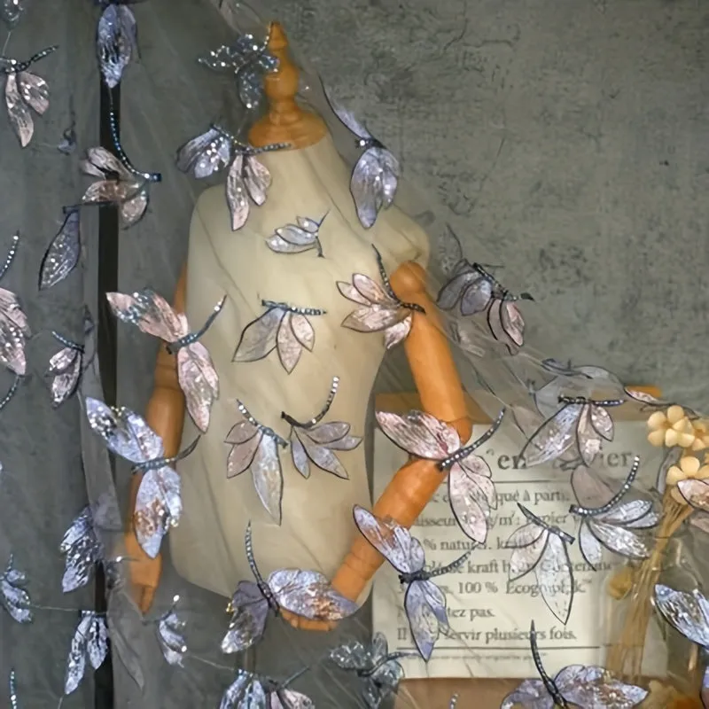Embroidered Butterfly Tulle Fabric for DIY Wedding Dress and More