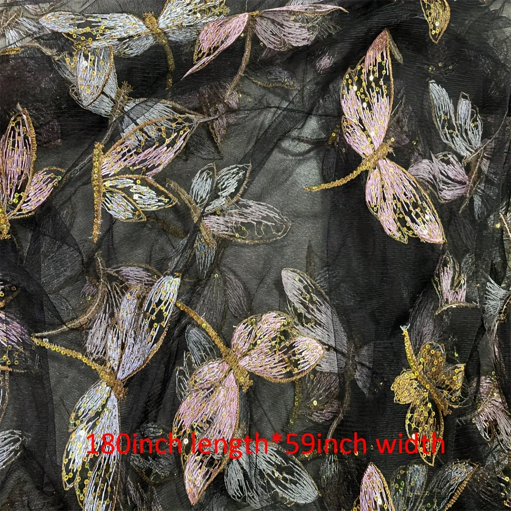 Embroidered Butterfly Tulle Fabric for DIY Wedding Dress and More