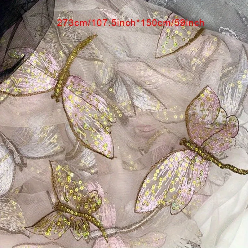 Embroidered Butterfly Tulle Fabric for DIY Wedding Dress and More