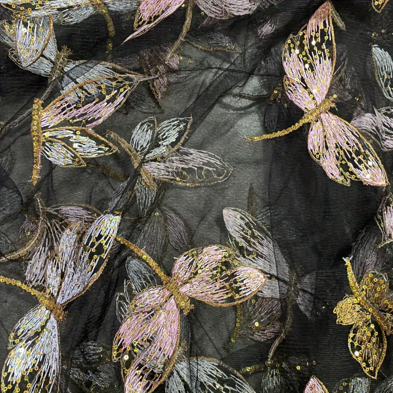 Embroidered Butterfly Tulle Fabric for DIY Wedding Dress and More