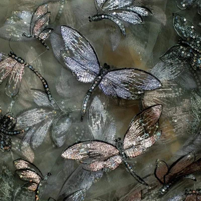 Embroidered Butterfly Tulle Fabric for DIY Wedding Dress and More