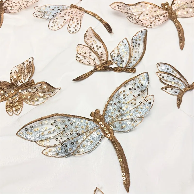 Embroidered Butterfly Tulle Fabric for DIY Wedding Dress and More