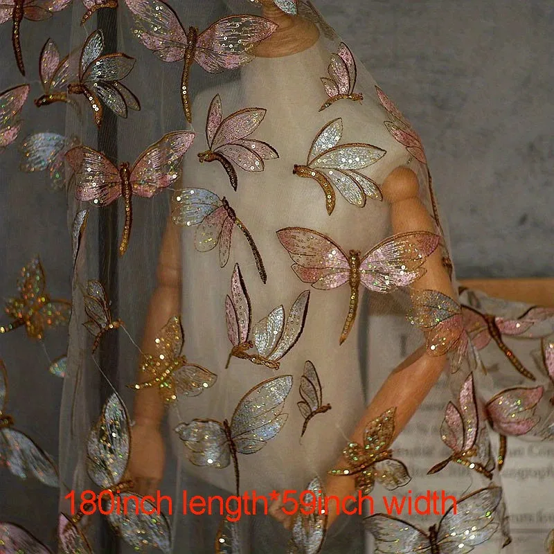 Embroidered Butterfly Tulle Fabric for DIY Wedding Dress and More