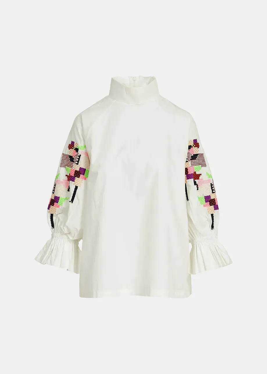 Essentiel Antwerp Eleanor Stitches Top in White