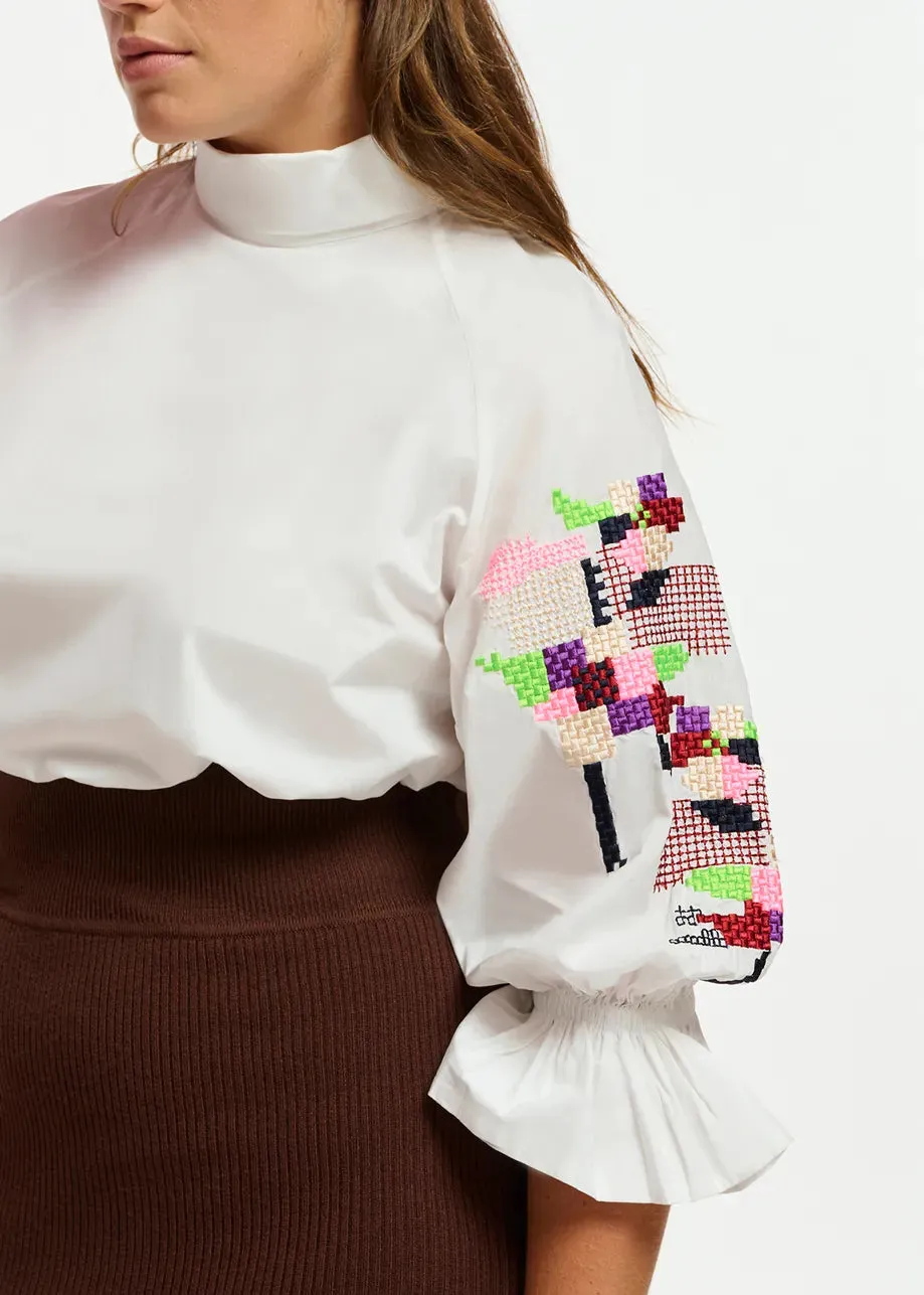 Essentiel Antwerp Eleanor Stitches Top in White