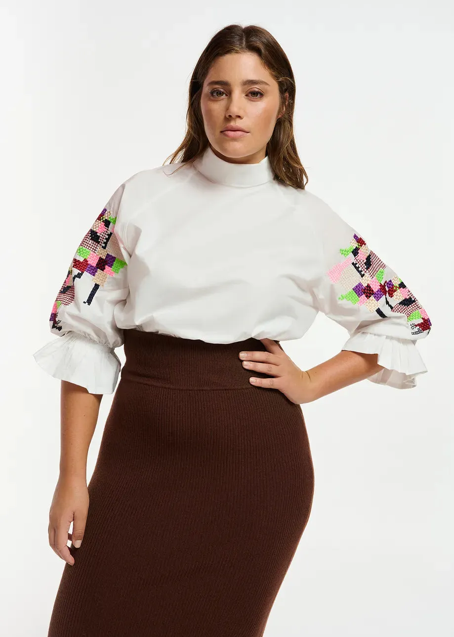 Essentiel Antwerp Eleanor Stitches Top in White