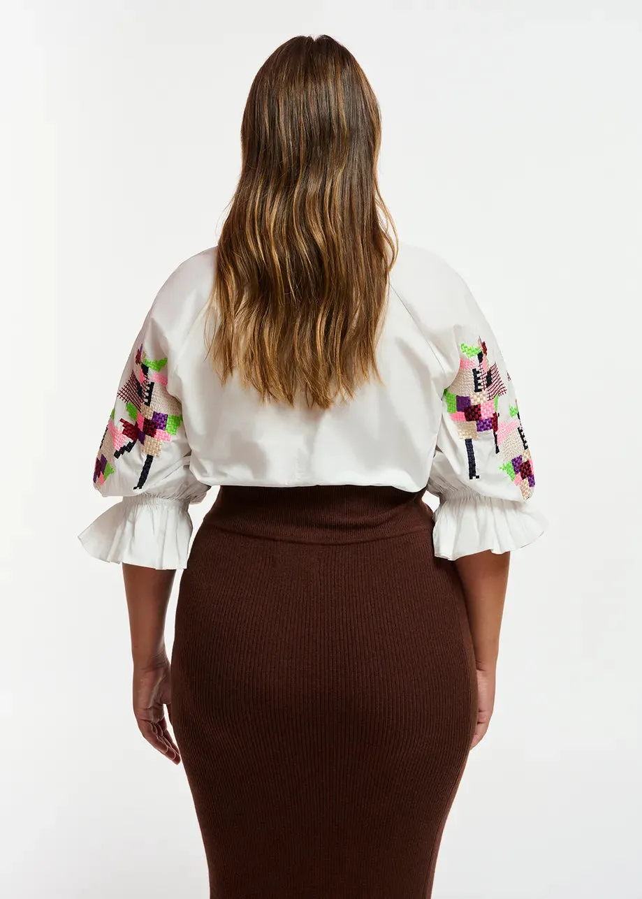 Essentiel Antwerp Eleanor Stitches Top in White