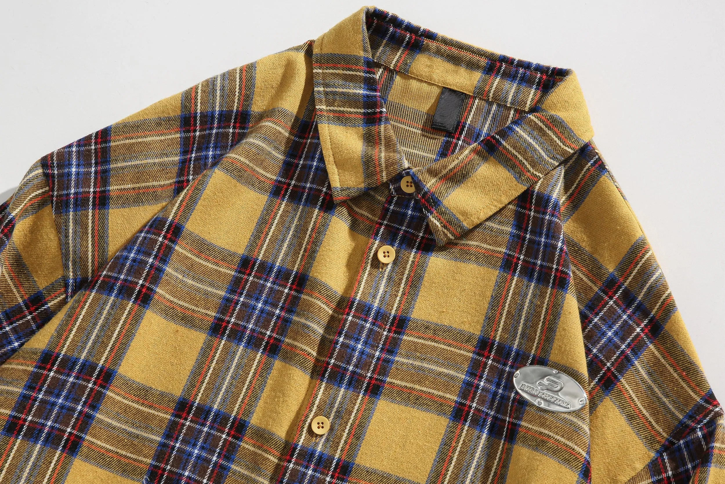 Faire Echo Street Style Yellow Plaid Shirt