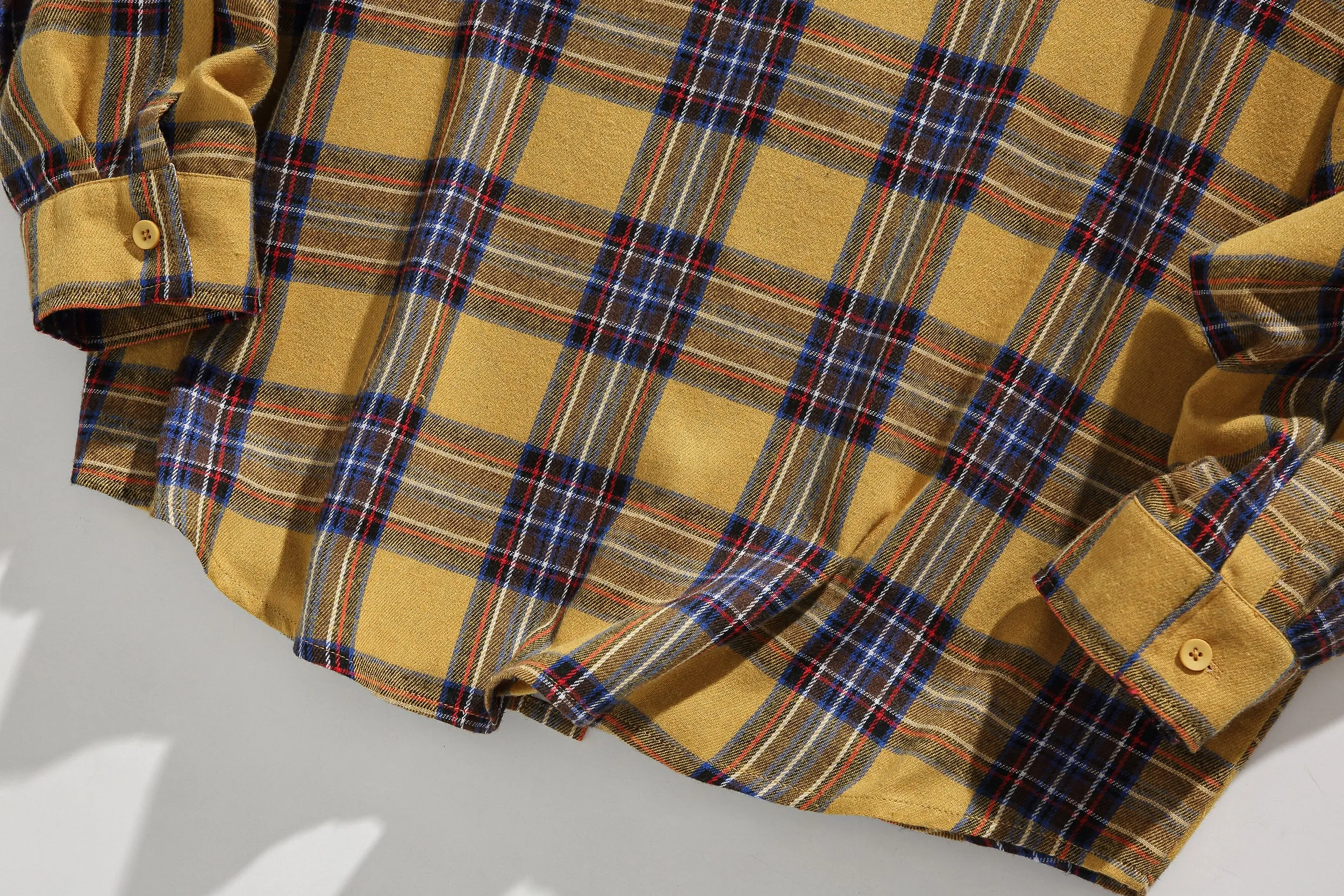 Faire Echo Street Style Yellow Plaid Shirt