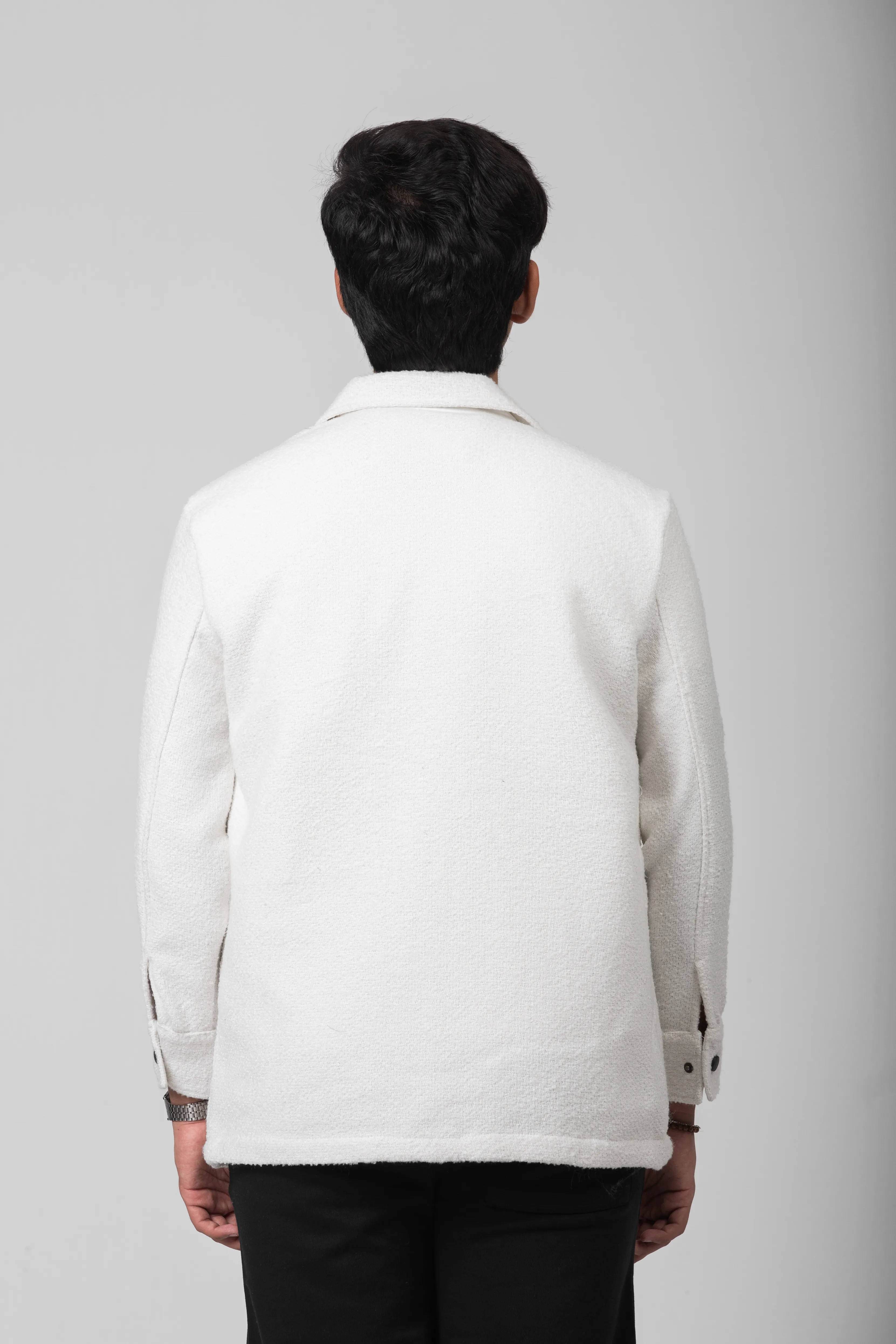 Fleece Zip Through Shacket | White Pearl
