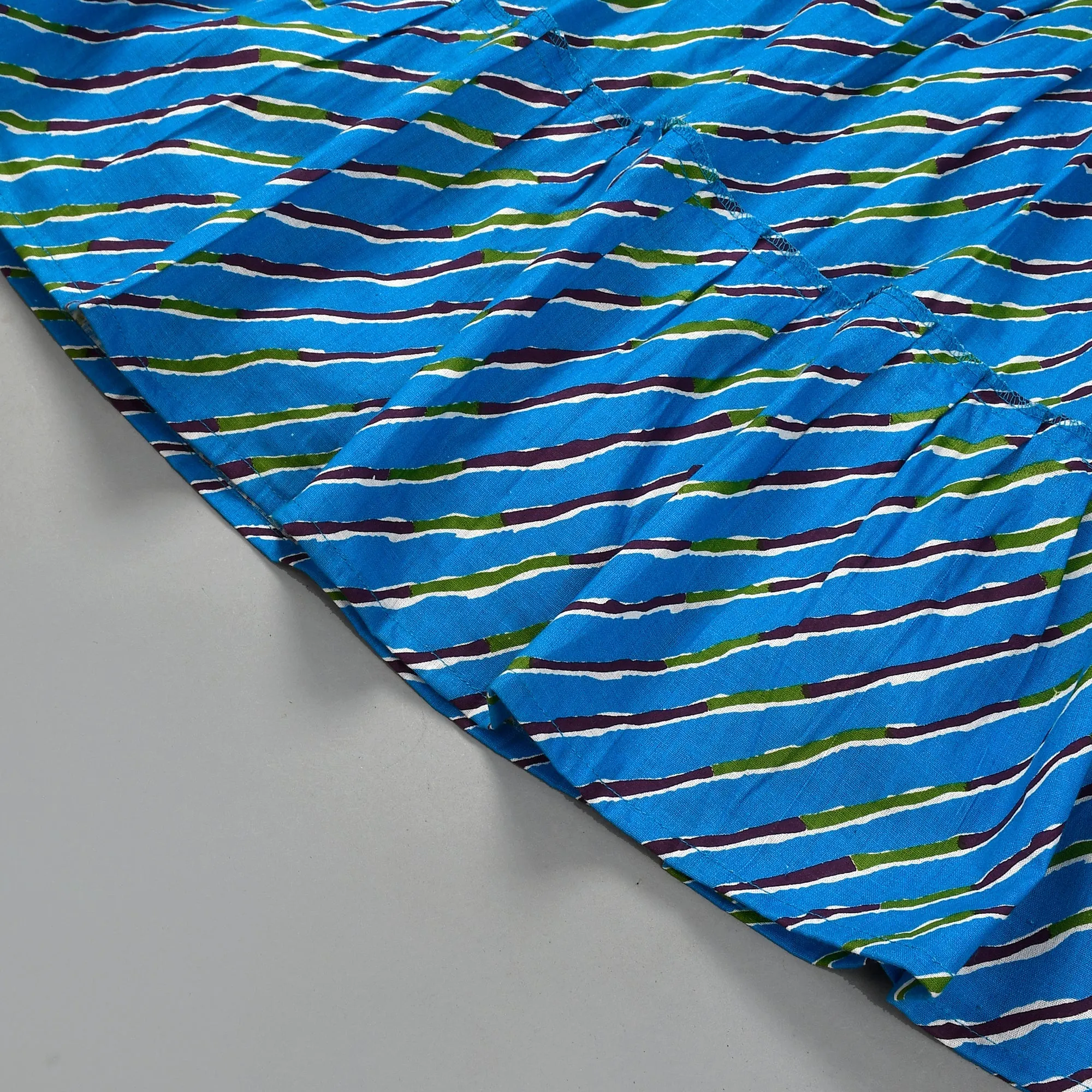 Girl's Blue Leheriya Printed Dress - Rangpur