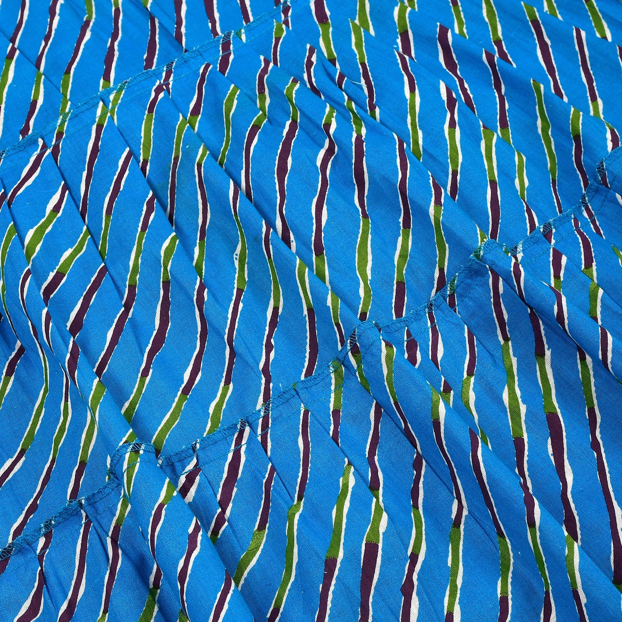 Girl's Blue Leheriya Printed Dress - Rangpur