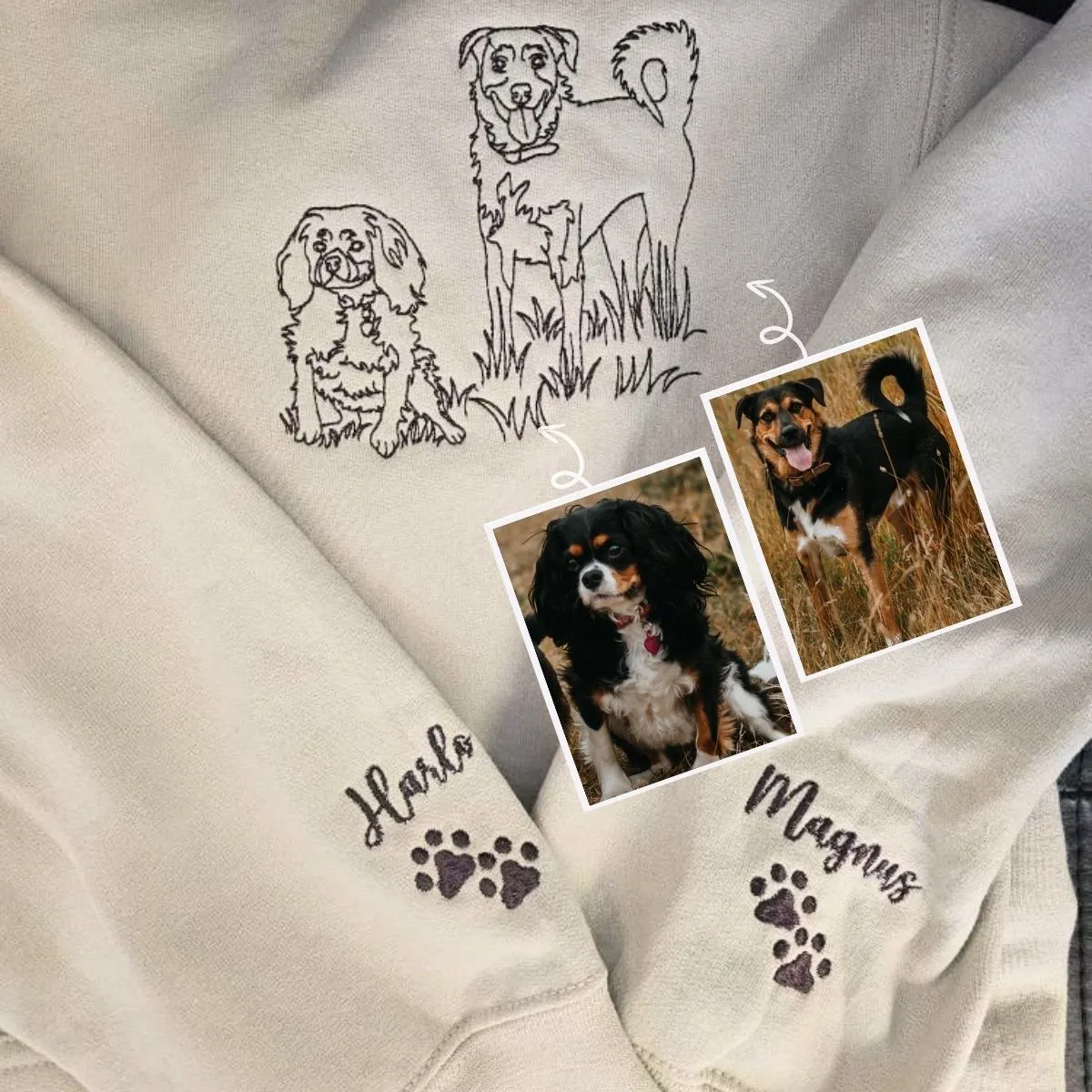 Golden Retriever Sweatshirt or Hoodie, Custom Embroidered Gift from Photo Name