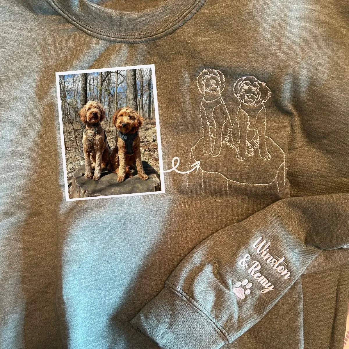 Golden Retriever Sweatshirt or Hoodie, Custom Embroidered Gift from Photo Name