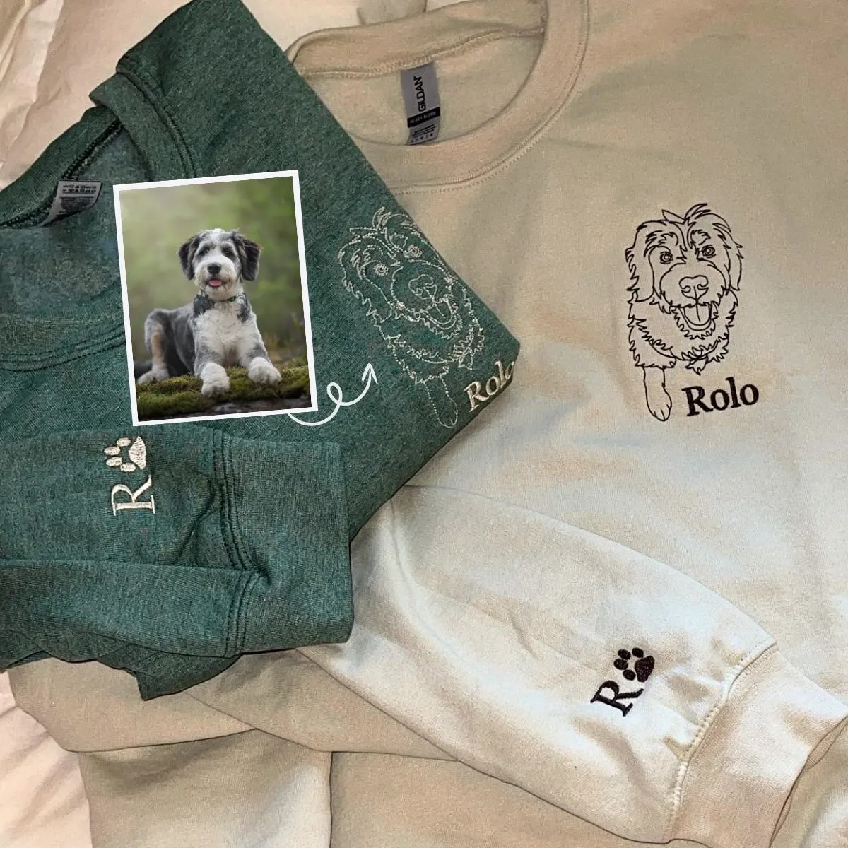 Golden Retriever Sweatshirt or Hoodie, Custom Embroidered Gift from Photo Name