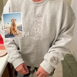 Golden Retriever Sweatshirt or Hoodie, Custom Embroidered Gift from Photo Name