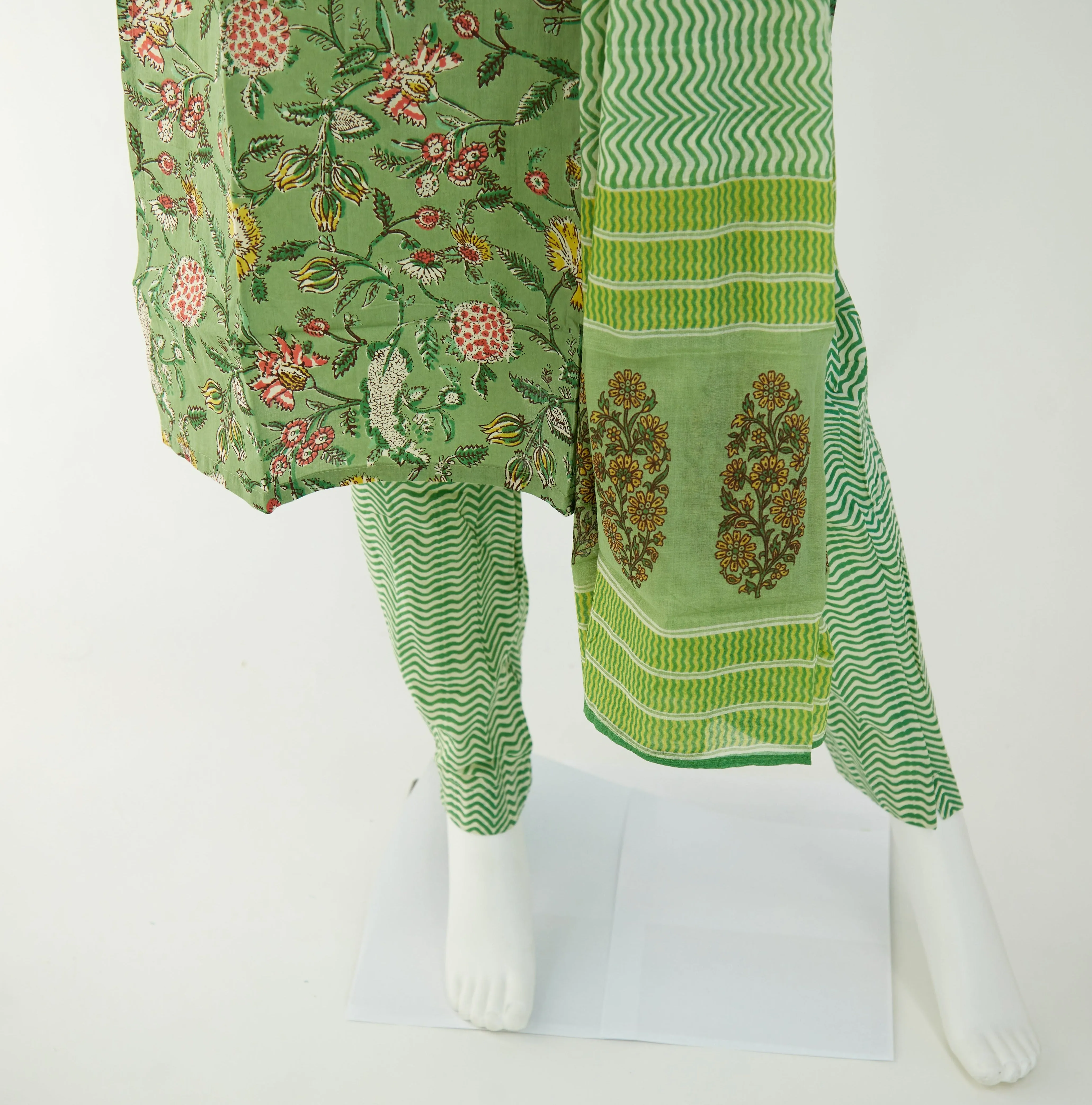 Green Kurta, Pants and Dupatta set